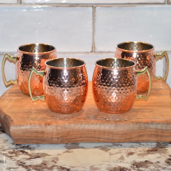 Godinger Hammered Copper Moscow Mule Mugs - Set of Four - Picture 1 of 13